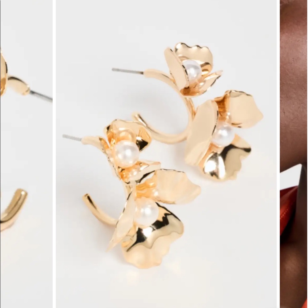 SHASHI - Flower Hoop Pearl Earrings